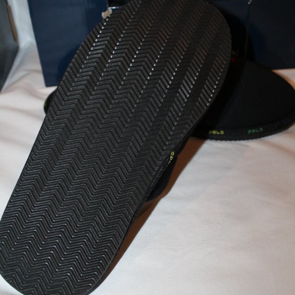 NIB MEN\'S POLO RALPH‎ LAUREN SCUFF BLACK SLIP ON SLIPPERS main image 4